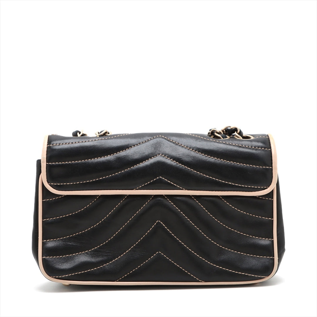 Top Quality Chanel Chevron  Single Flap Double Chain Bag Black Gold  8th