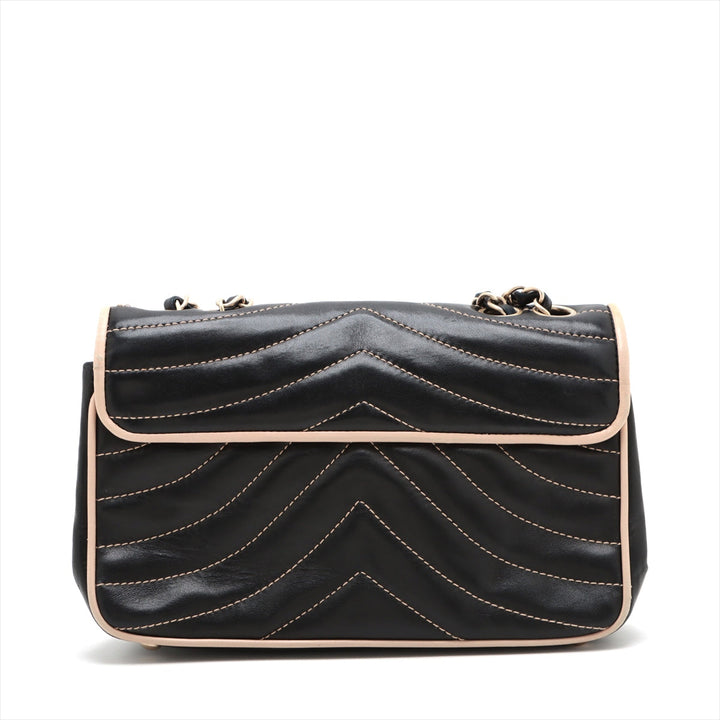 Top Quality Chanel Chevron  Single Flap Double Chain Bag Black Gold  8th