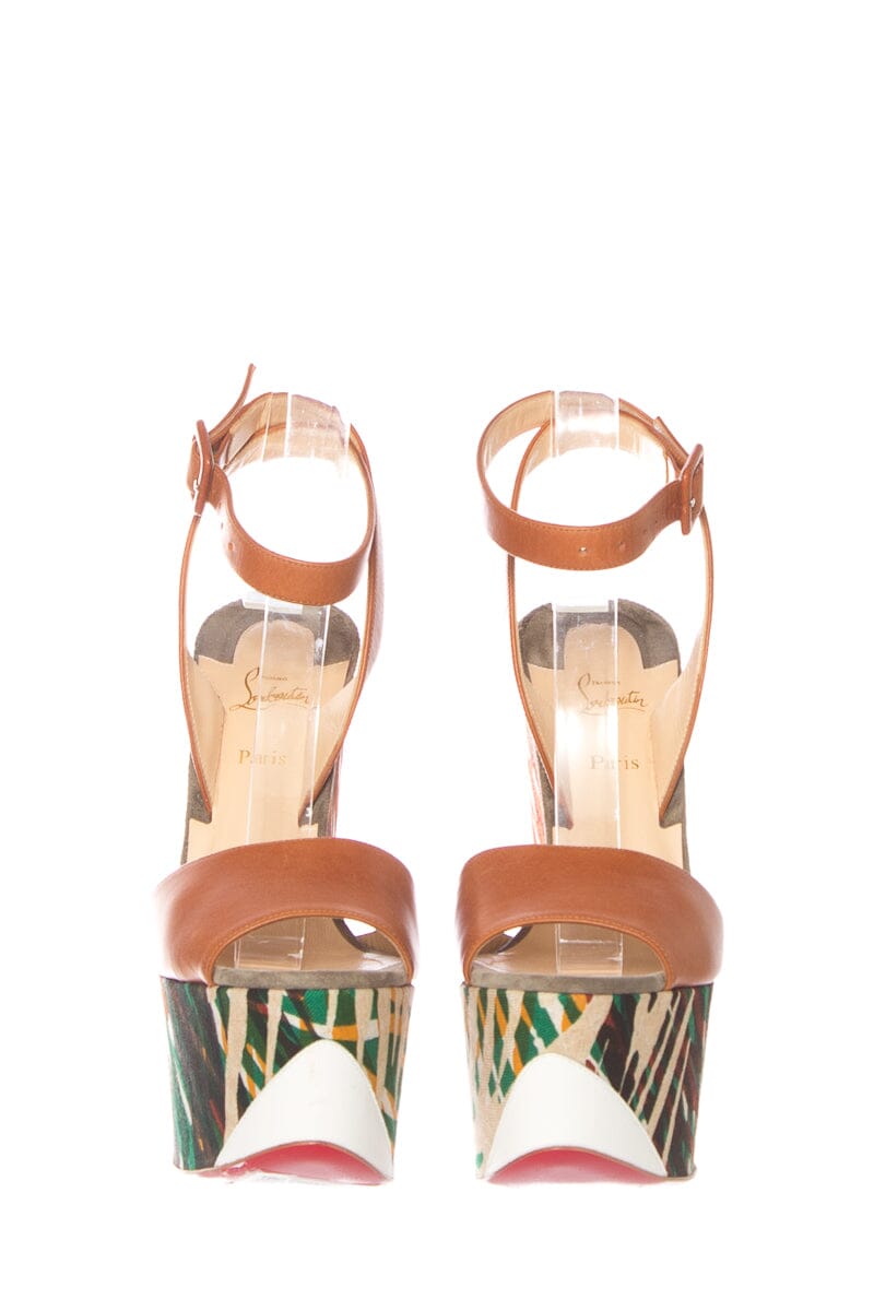 Christian Louboutin Green Multi Wedge SZ 37.5