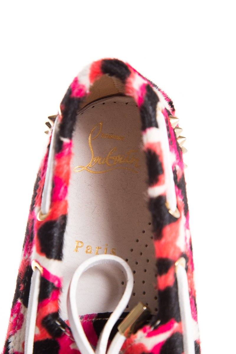 Christian Louboutin Pink Steckel Leopard Print Loafers SZ 37