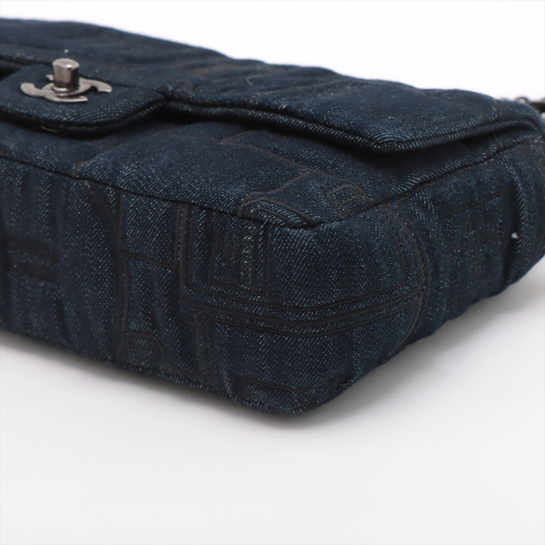 Top Quality Chanel Coca-Cola Denim Single Flap Double Chain Bag Blue Gummetal Gold