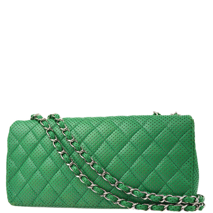 Top Quality Chanel Green Perforated Lambskin East West Shoulder Bag