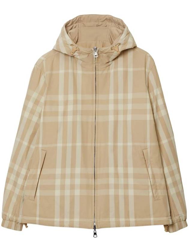 Burberry Check Nylon Reversible Hooded Jacket Soft Fawn