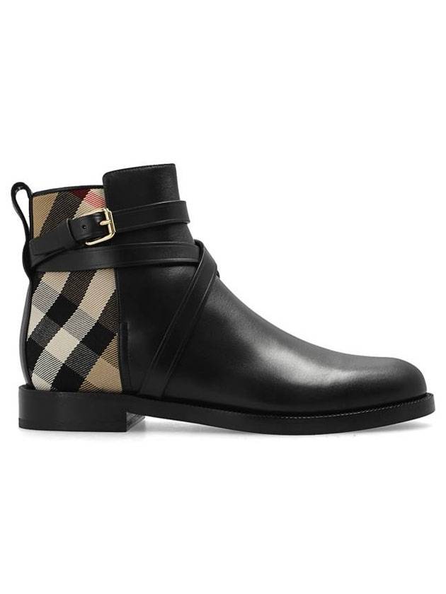 Burberry House Checked Leather Chelsea Boots Black