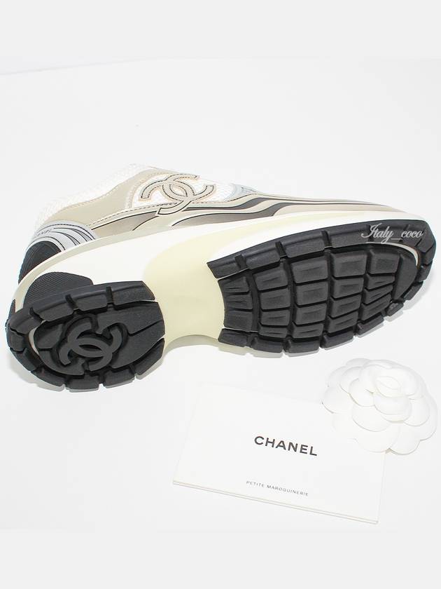 Fabric Laminated Low Top Sneakers Gold Chanel