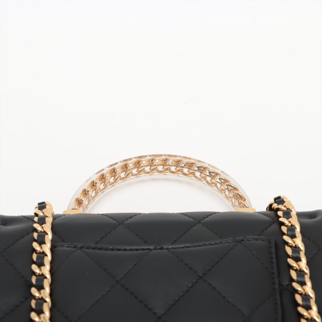 Top Quality Chanel Mini Matrasse  2WAY Shoulder Bag Top Handle Black G Gold
