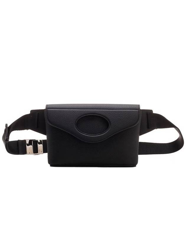 Burberry Logo Engraved Leather Belt Bag Black