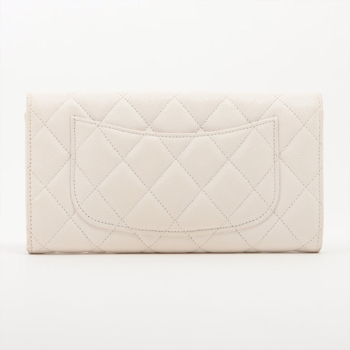 Top Quality Chanel Matrasse Caviar S Wallet White Silver Gold
