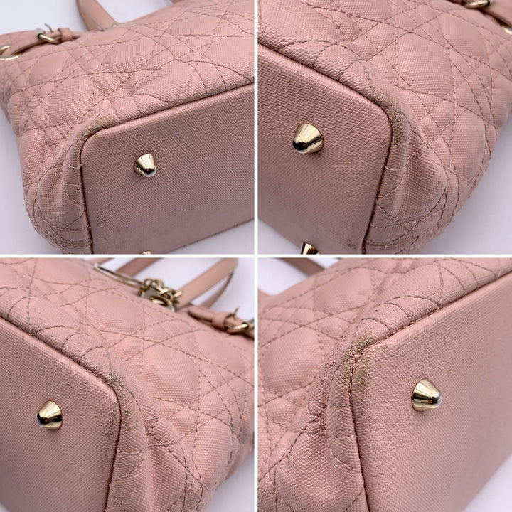 CHRISTIAN Top quality Dior Pink Cannage Canvas Panarea Tote Bag