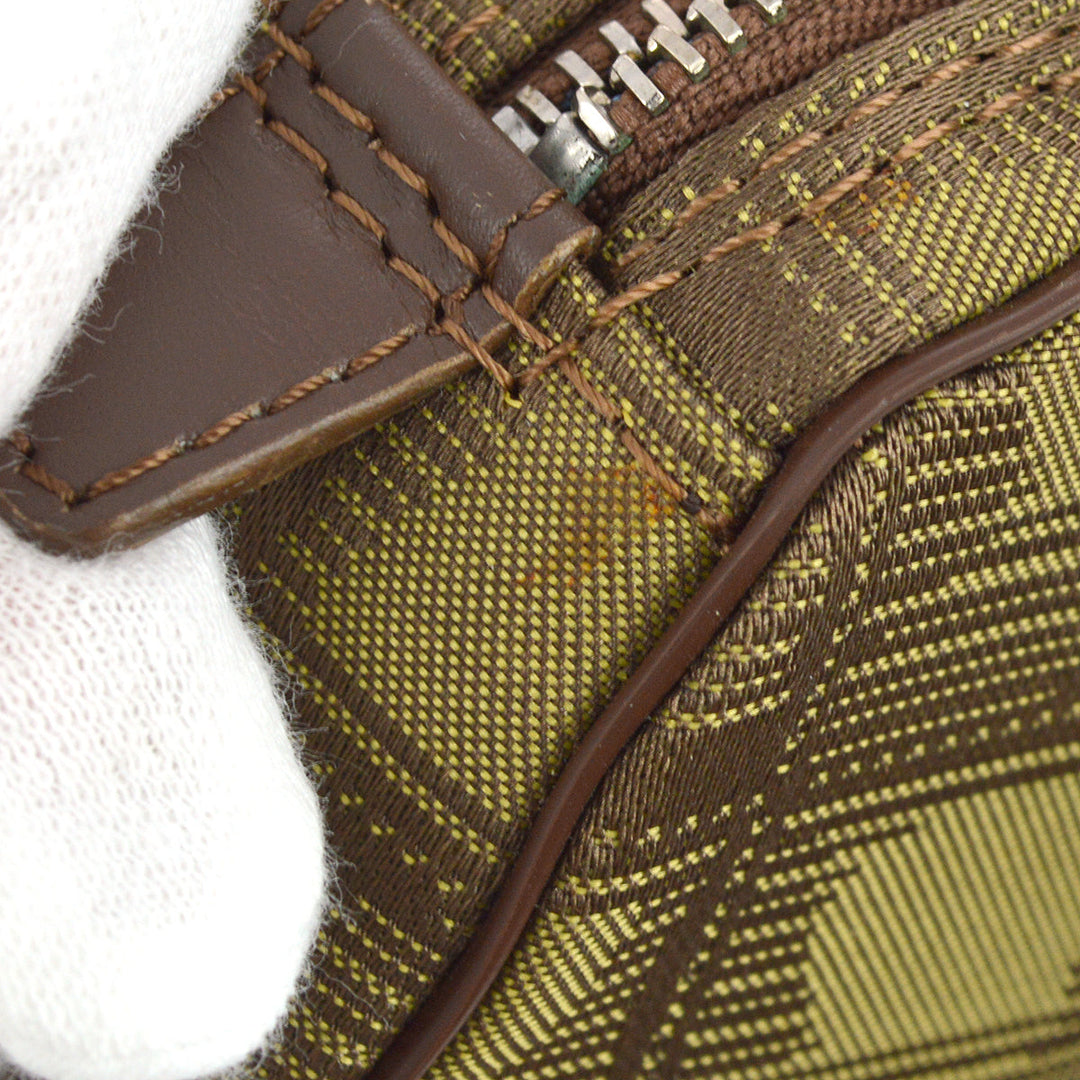 Top Quality Chanel 2001-2003 Green Brown Jacquard Nylon New Travel Line Handbag