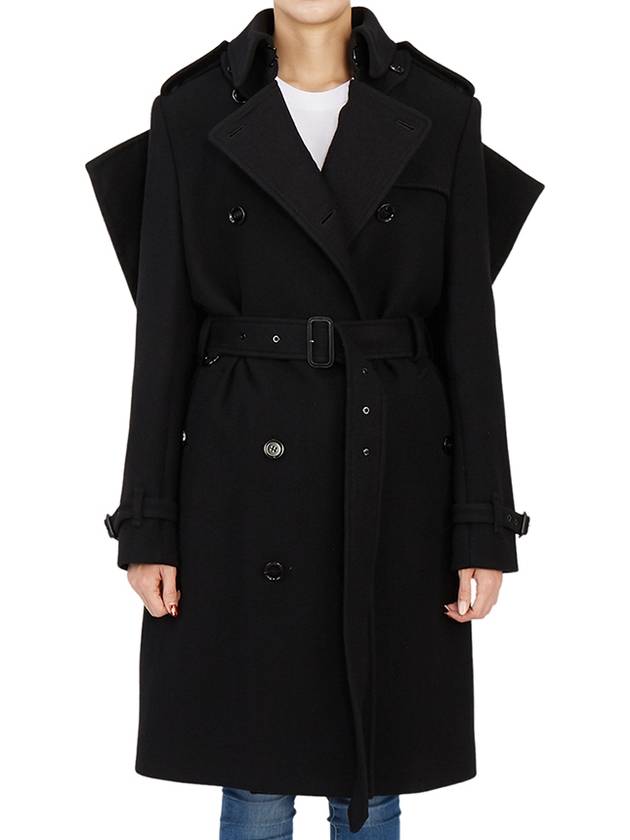 Burberry WoMen's Panel Detail Cashmere Wool Blend Trench Coat Black