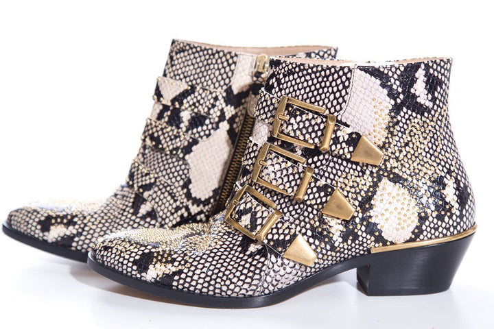 Chloe Snakeskin & Gold Boots SZ 36