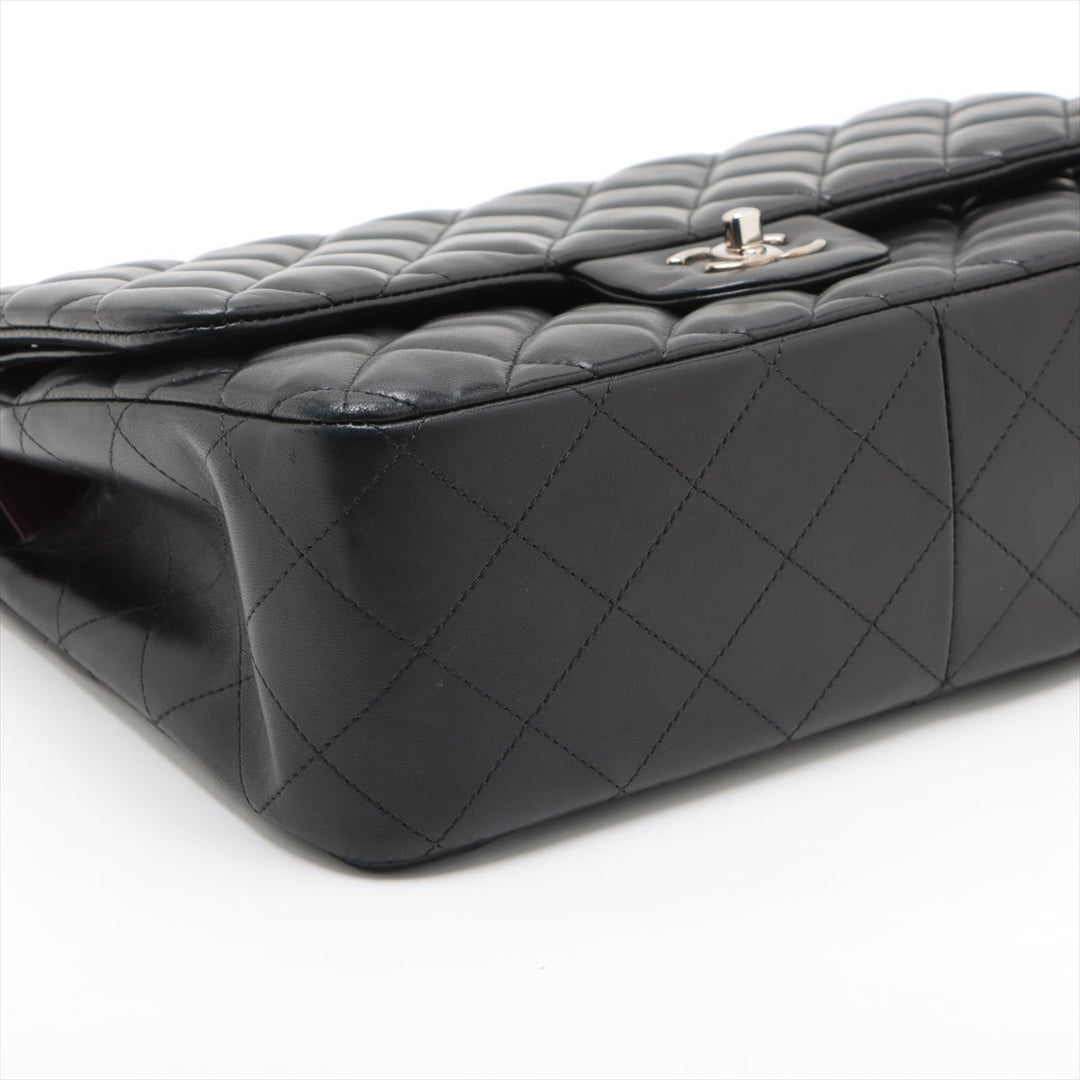 Top Quality Chanel Decamatrasse 30 Double Flap Chain Bag Black Silver Lambskin A58600