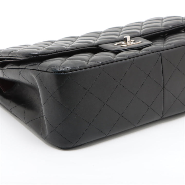 Top Quality Chanel Decamatrasse 30 Double Flap Chain Bag Black Silver Lambskin A58600