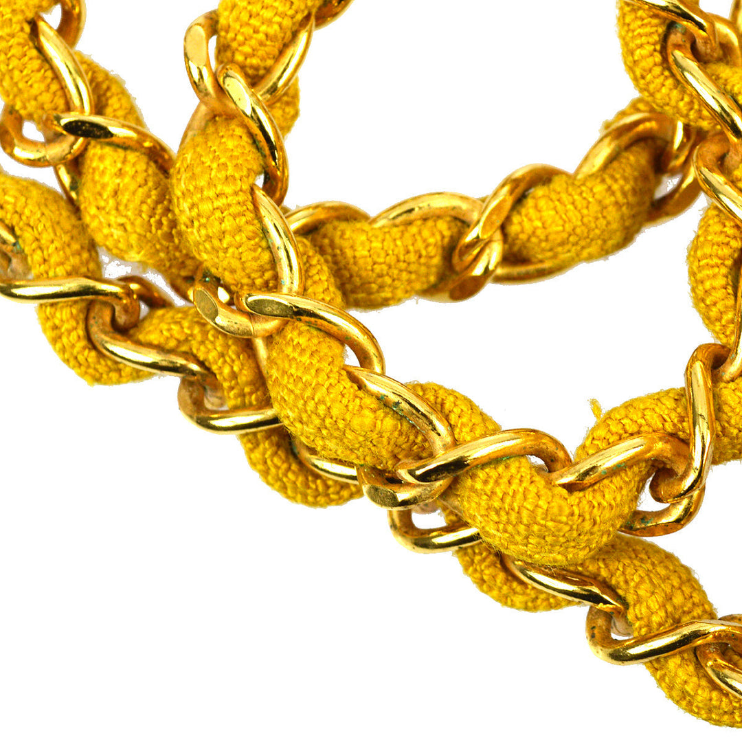 Top Quality Chanel * 1991-1994 Diana Small Yellow Linen