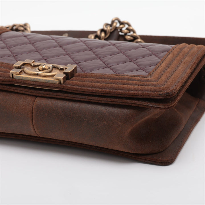 Top Quality Chanel Boy Top Quality Chanel Leather X Chain Shoulder Bag Bordeaux X Brown G  18th