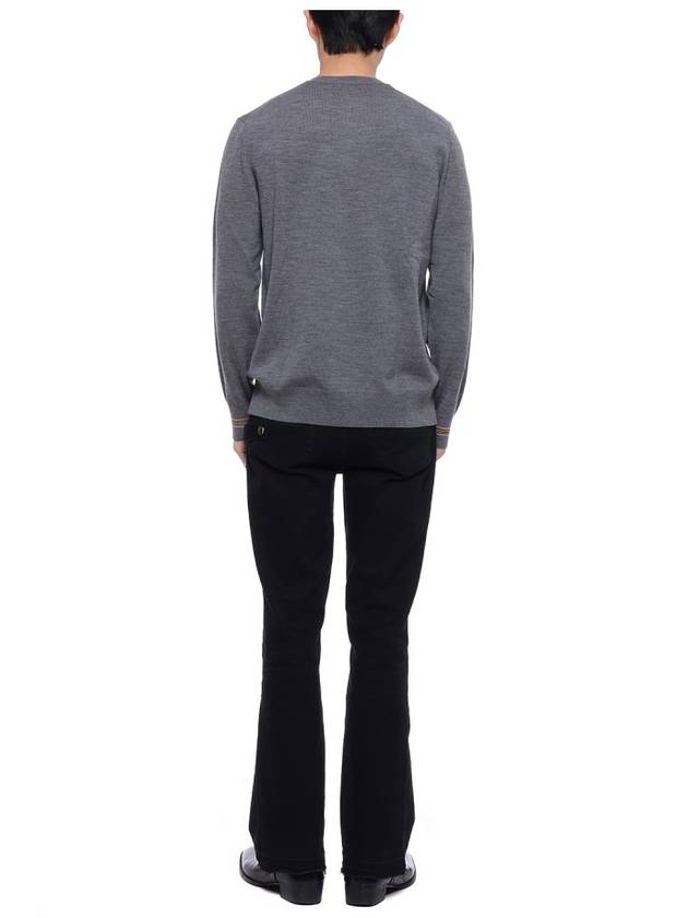 Burberry Men's Icon Striped Wool Long Sleeve T-Shirt Grey