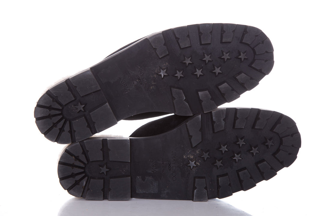 Jimmy Choo Black Suede Ronnie Embellished Mules SZ 39.5