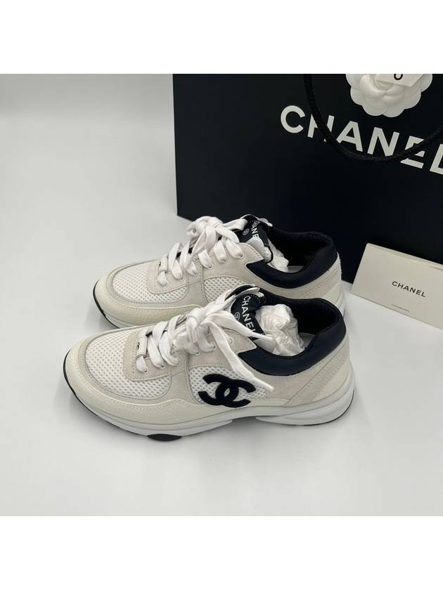 CC Logo Suede Tennis Low Top Sneakers Black Chanel