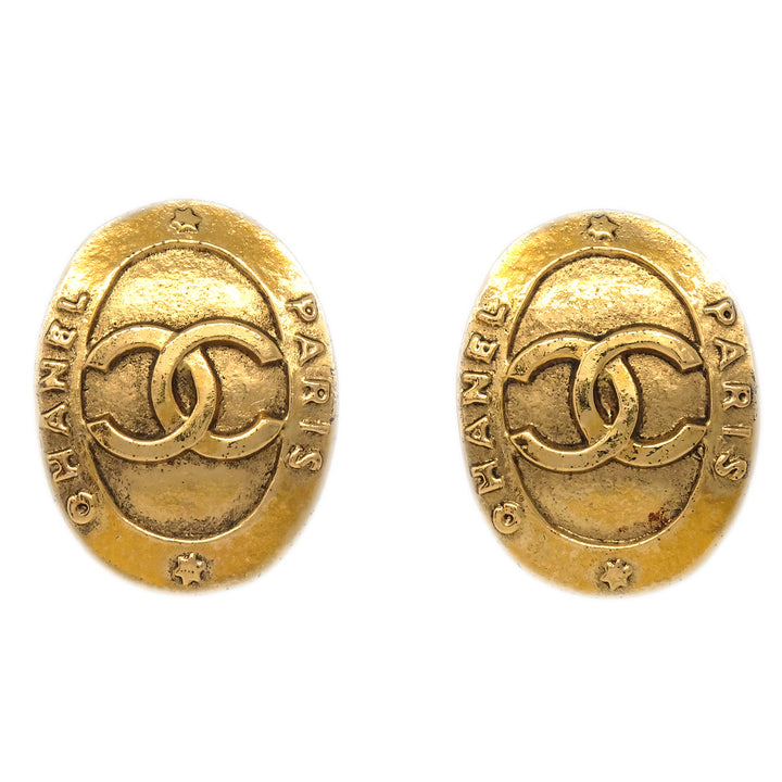 Top Quality Chanel Oval Earrings Clip-On Gold 2842/28