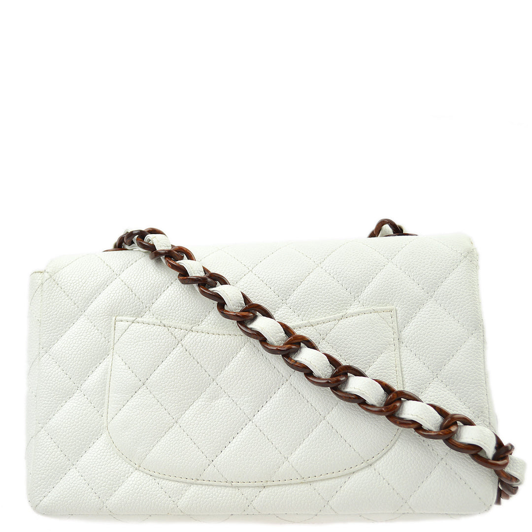 Top Quality Chanel White Caviar Medium Single Flap Shoulder Bag