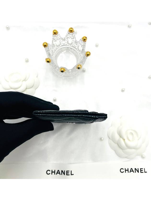 Classic CC logo caviar black card holder slot wallet silver AP0213 Chanel