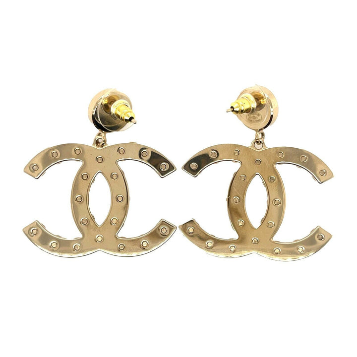 Chanel - A21 S Dangle Drop Pearl CC Logo - Gold Earrings