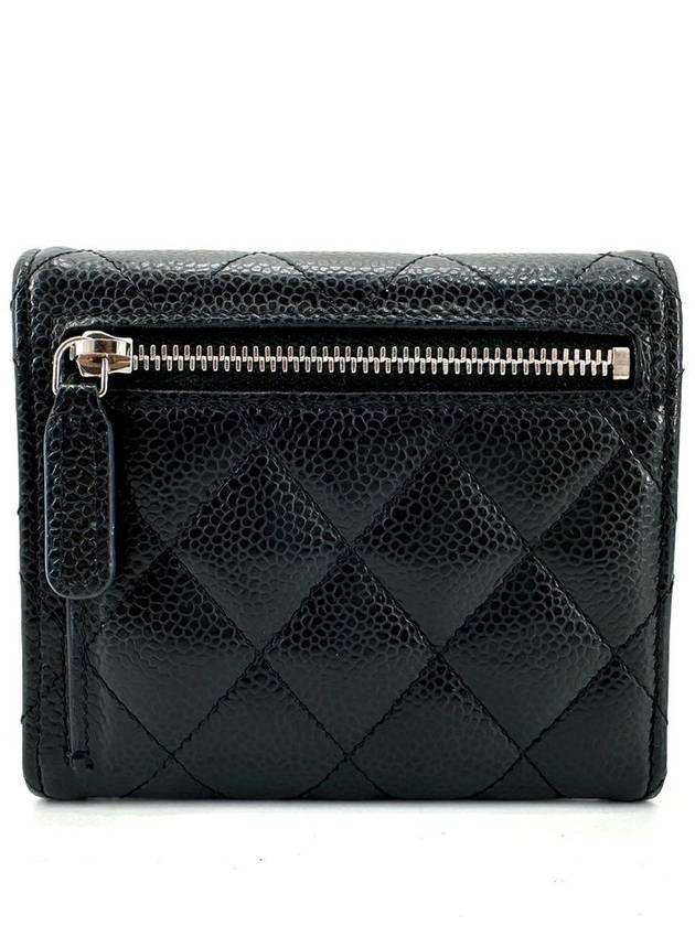 Caviar silver flap bi fold wallet Chanel