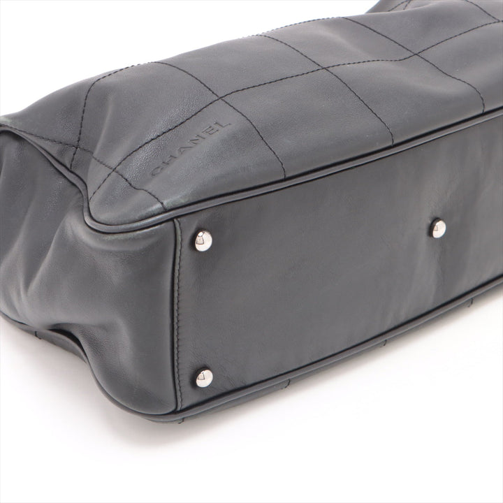 Top Quality Chanel Chocolate Bar  Handbag Black Silver G  7th