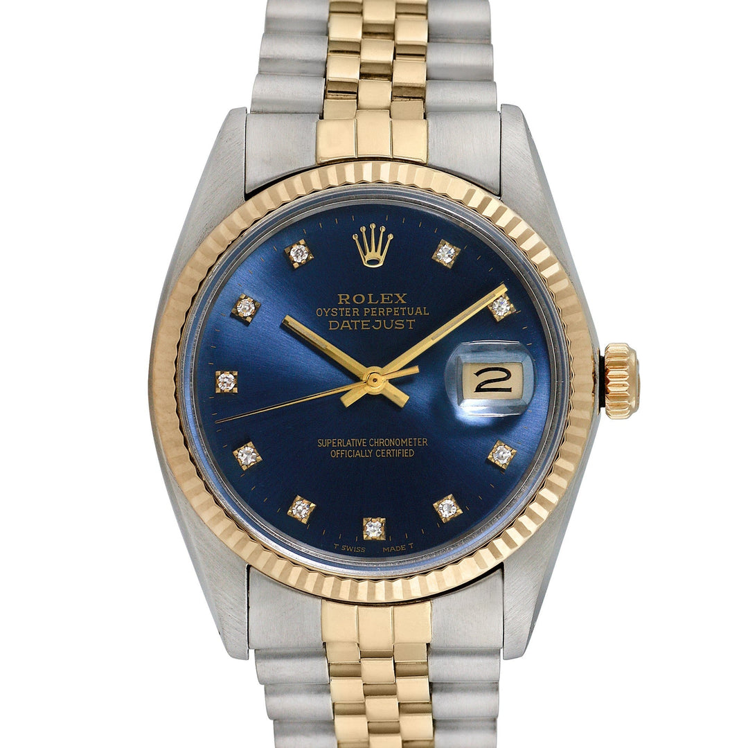 Rolex Men's Two-tone Datejust with Factory Diamonds, item #37