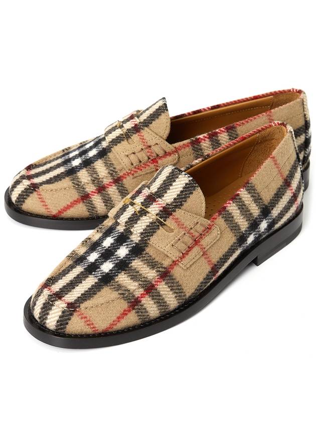 Burberry Checked Wool Loafers Archive Beige