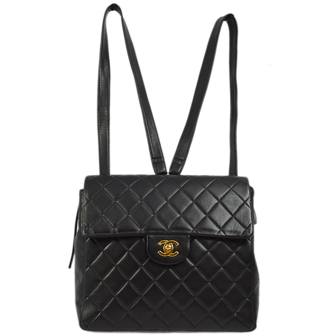Top Quality Chanel Black Lambskin Classic Flap Backpack