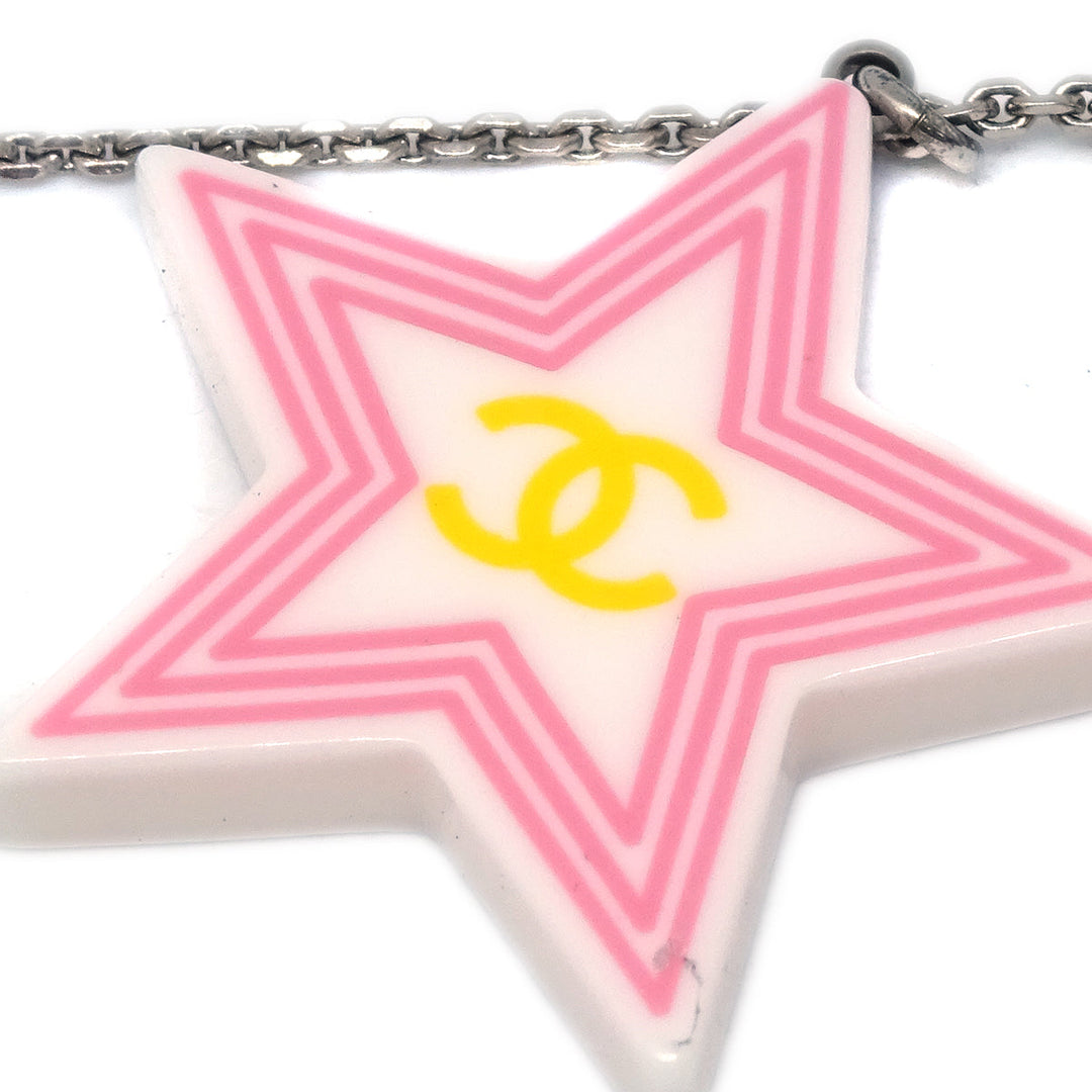 Top Quality Chanel Star Chain Necklace Pendant Silver White 04C
