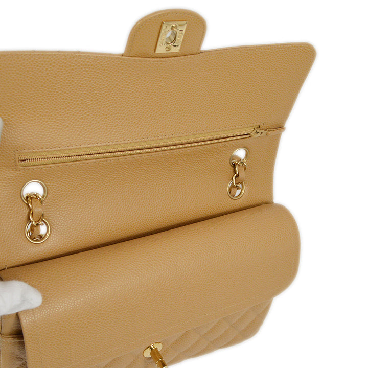 Top Quality Chanel Beige Caviar Medium Classic Double Flap Shoulder Bag