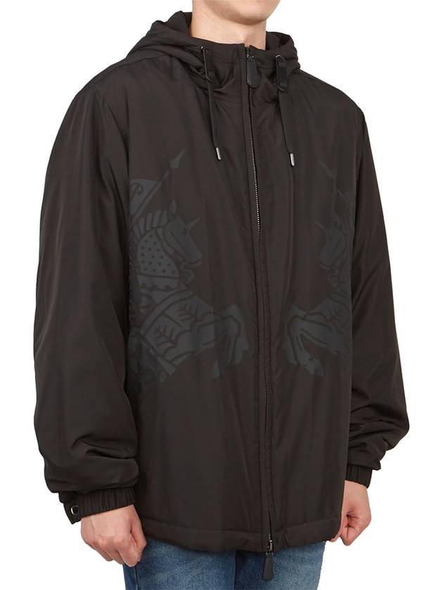 Burberry Men's Equestrian Knight Print Hooded Jacket Black