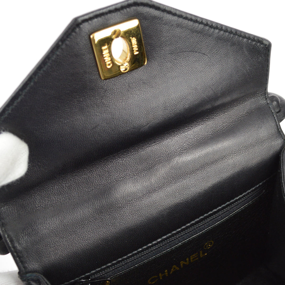 Top Quality Chanel * Black Lambskin Top Handle Bag