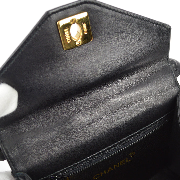 Top Quality Chanel * Black Lambskin Top Handle Bag