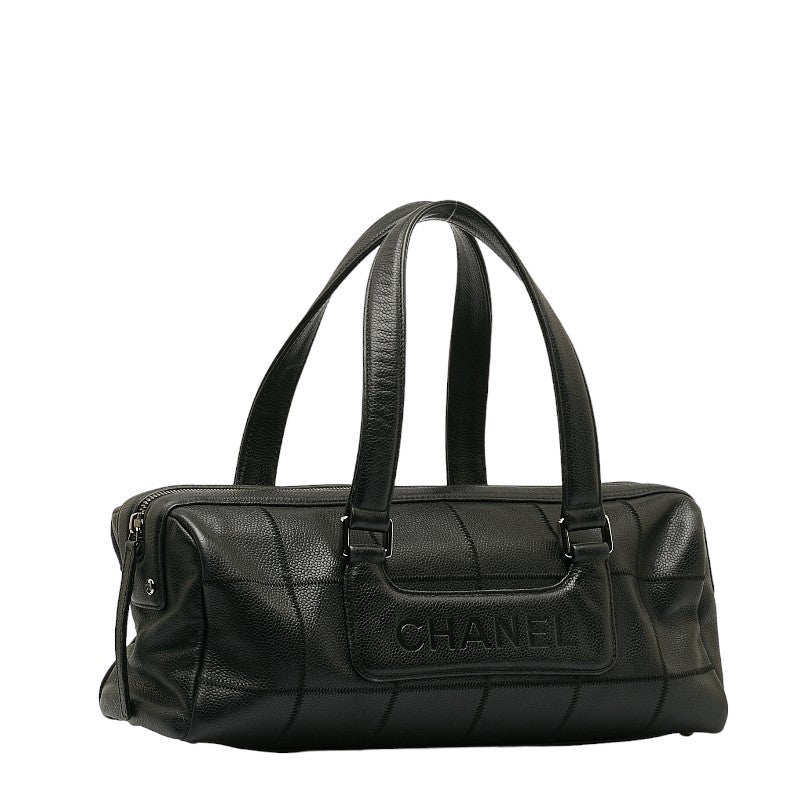 Top Quality Chanel Chocolate Bar Logo Mini Boston Bag Handbag Black Caviar S  CHANEL