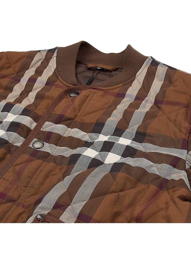Burberry Check Stripe Quilted Bomber Jacket Brown