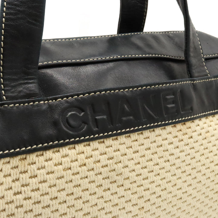 Top Quality Chanel Logo Handbags Mini Boston Cotton Leather Natural Black Black Silver Gold  Blumin