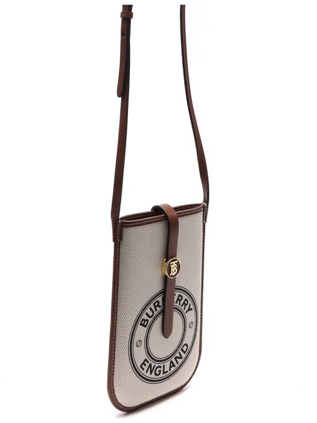 Burberry TB Logo Canvas Leather Phone Holder Mini Bag White
