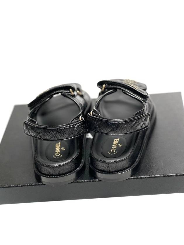 Women's CC Logo Velcro Sandals Gold Black Chanel
