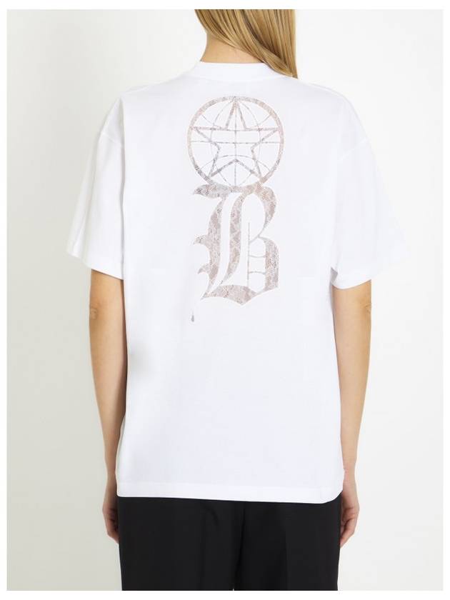Burberry Lace Logo Cotton Oversized Short Sleeve T-Shirt White