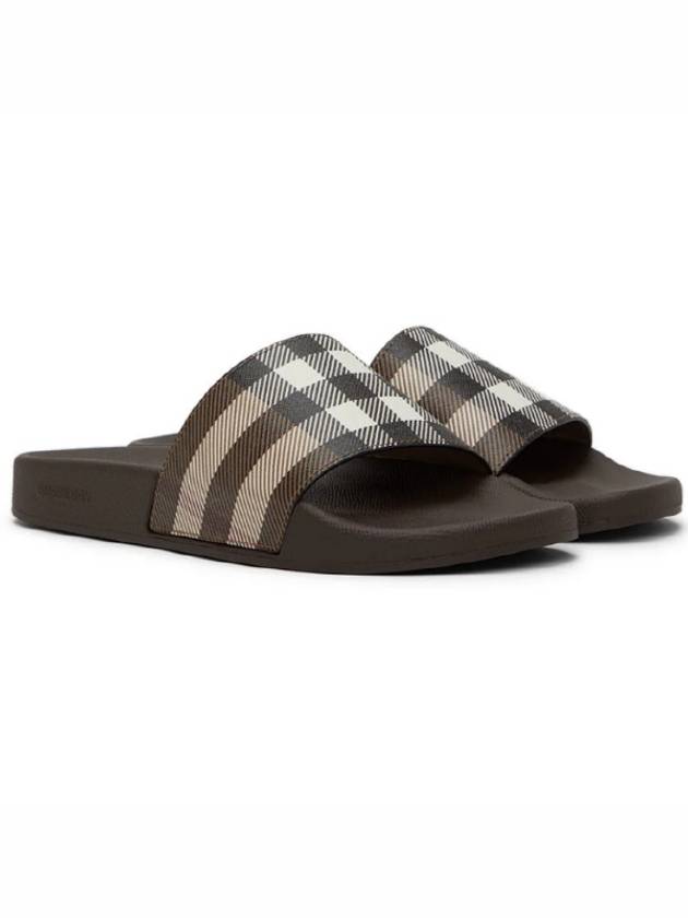 Burberry Check Print Slide Slippers Brown