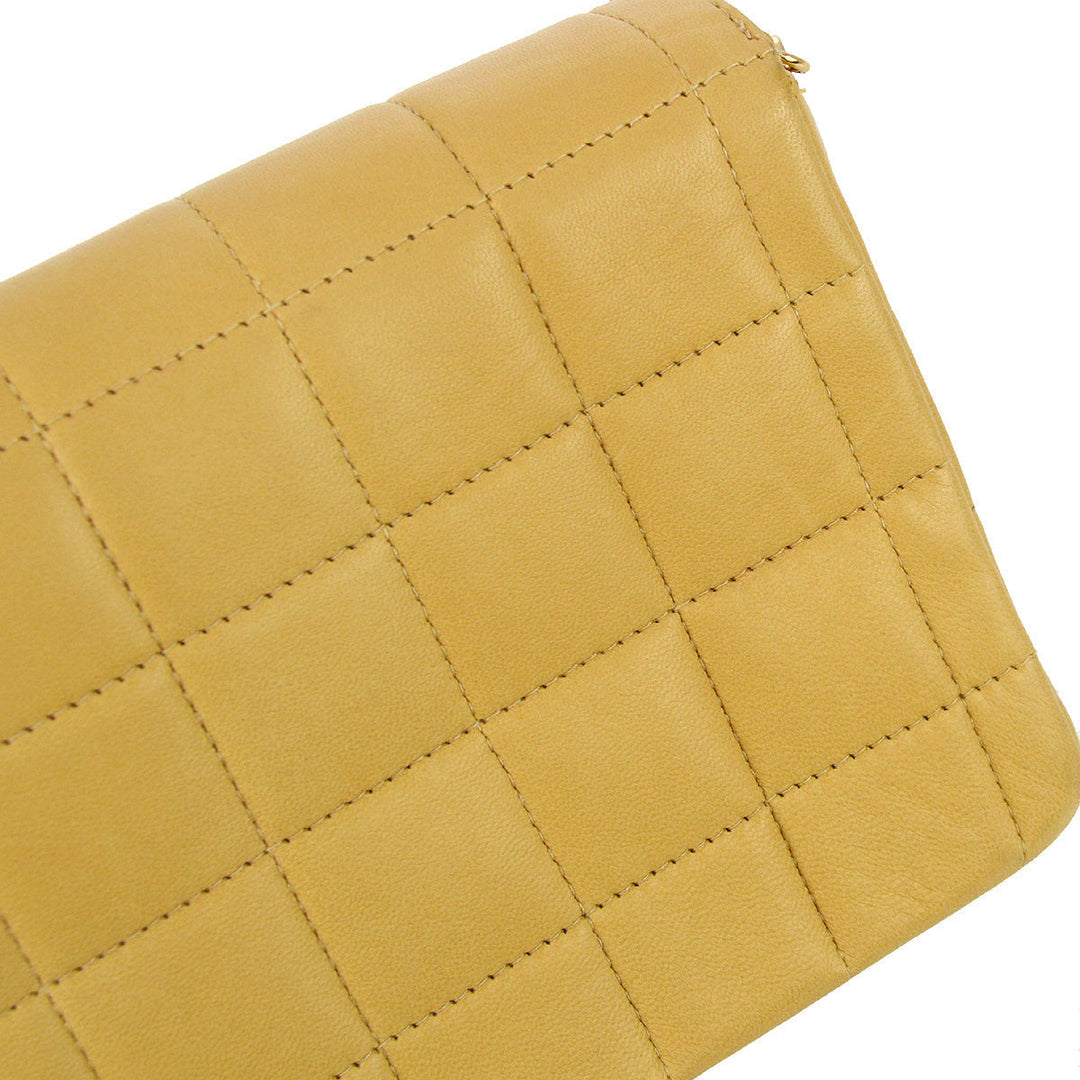Top Quality Chanel 2004-2005 Beige Lambskin East West Choco Bar Chain Shoulder Bag