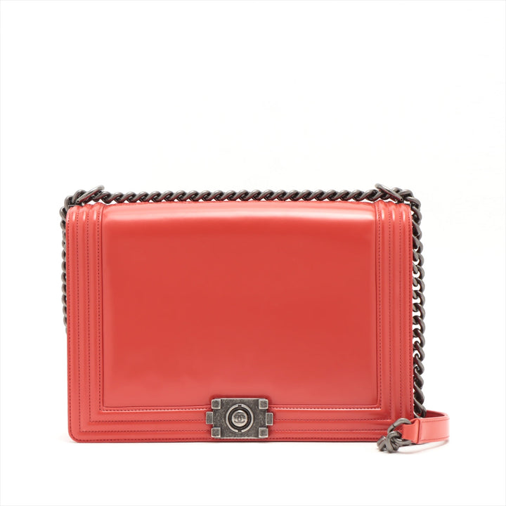 Top Quality Chanel Boy Top Quality Chanel Leather Chain Shoulder Bag Red Silver Gold