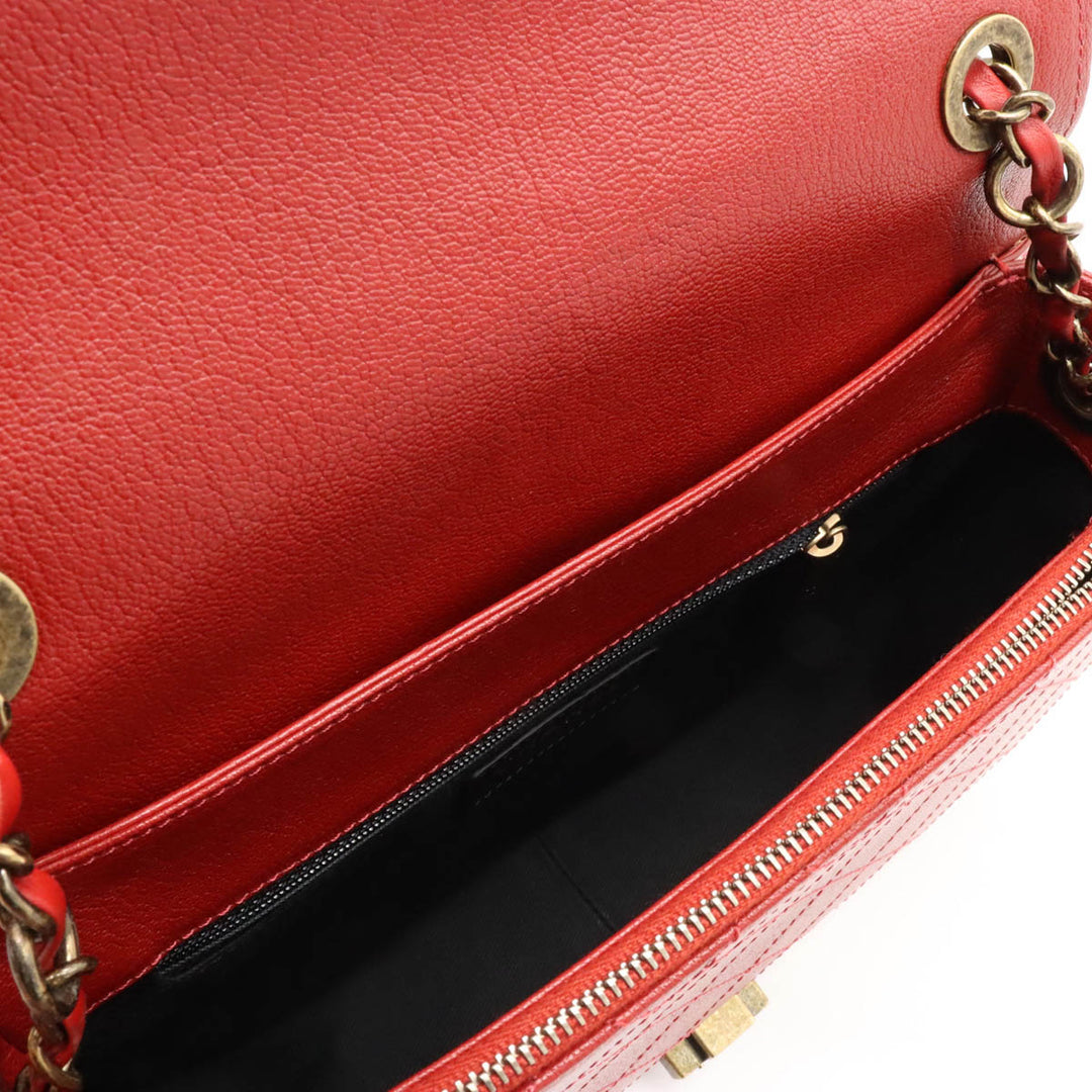 Top Quality Chanel Coconut Matrasse Chain Shoulder Bag Posket 2WAY Leather Red Gold  A93461