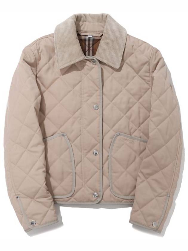Burberry Corduroy Collar Diamond Quilted Jacket Soft Fawn
