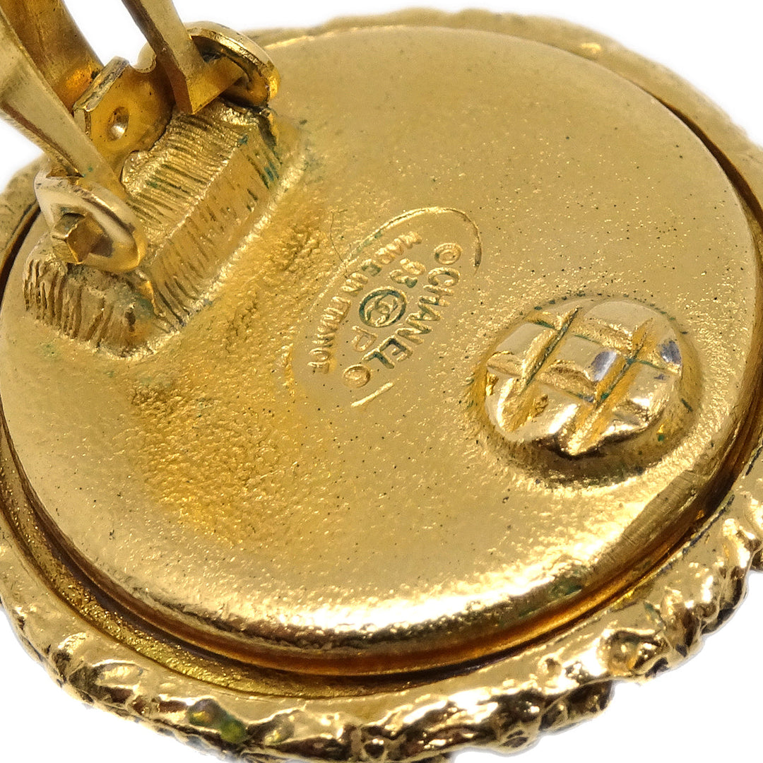 Top Quality Chanel Button Earrings Gold Clip-On 93P