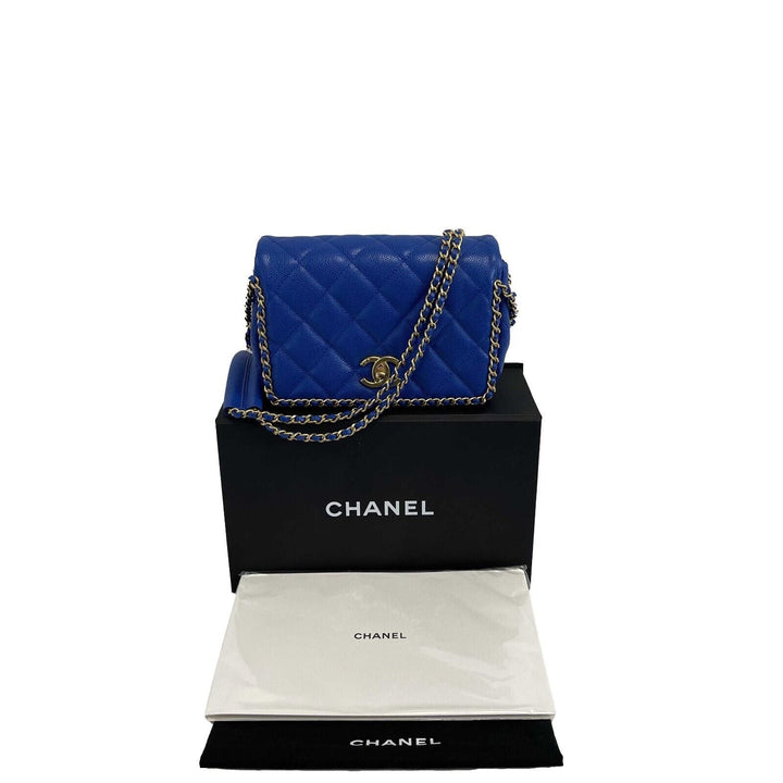 Chanel Mini Chain Around Multi Chain Full New Bag Quilted Caviar 22B Blue